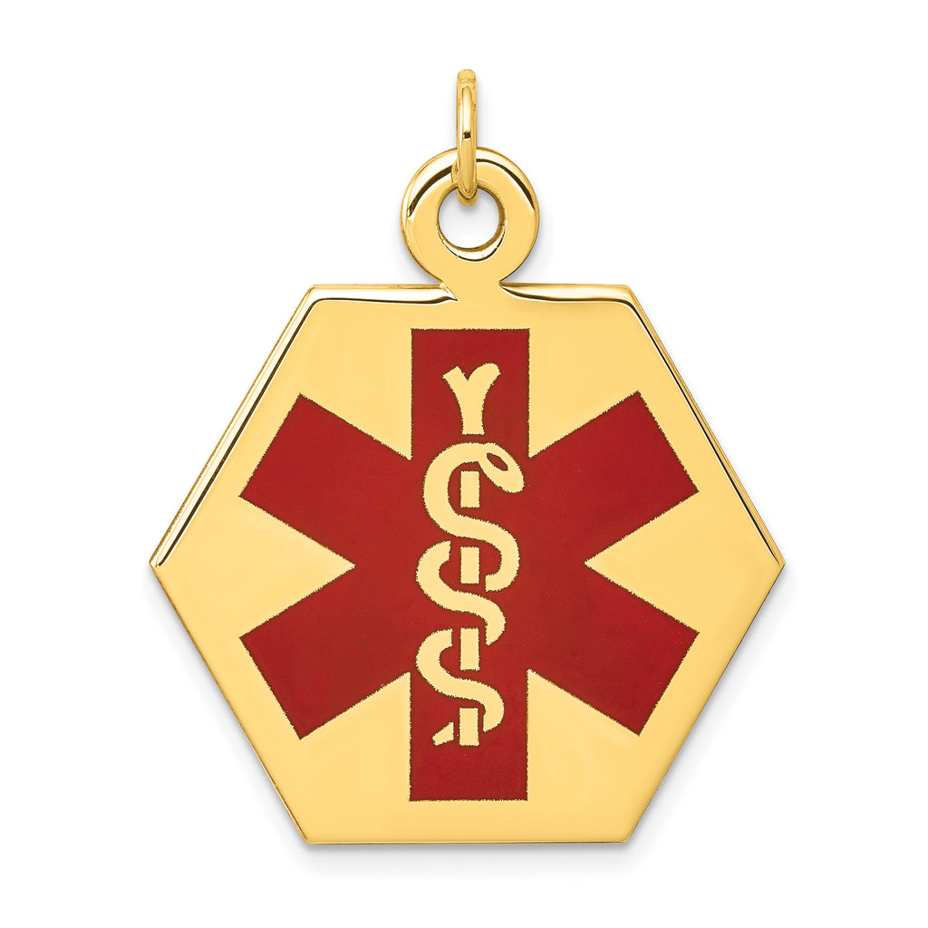 14k Red Enamel Medical Jewelry Pendant