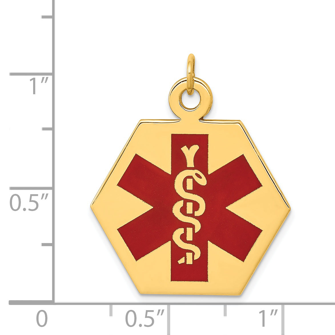 14K Red Enamel Medical Jewelry Pendant