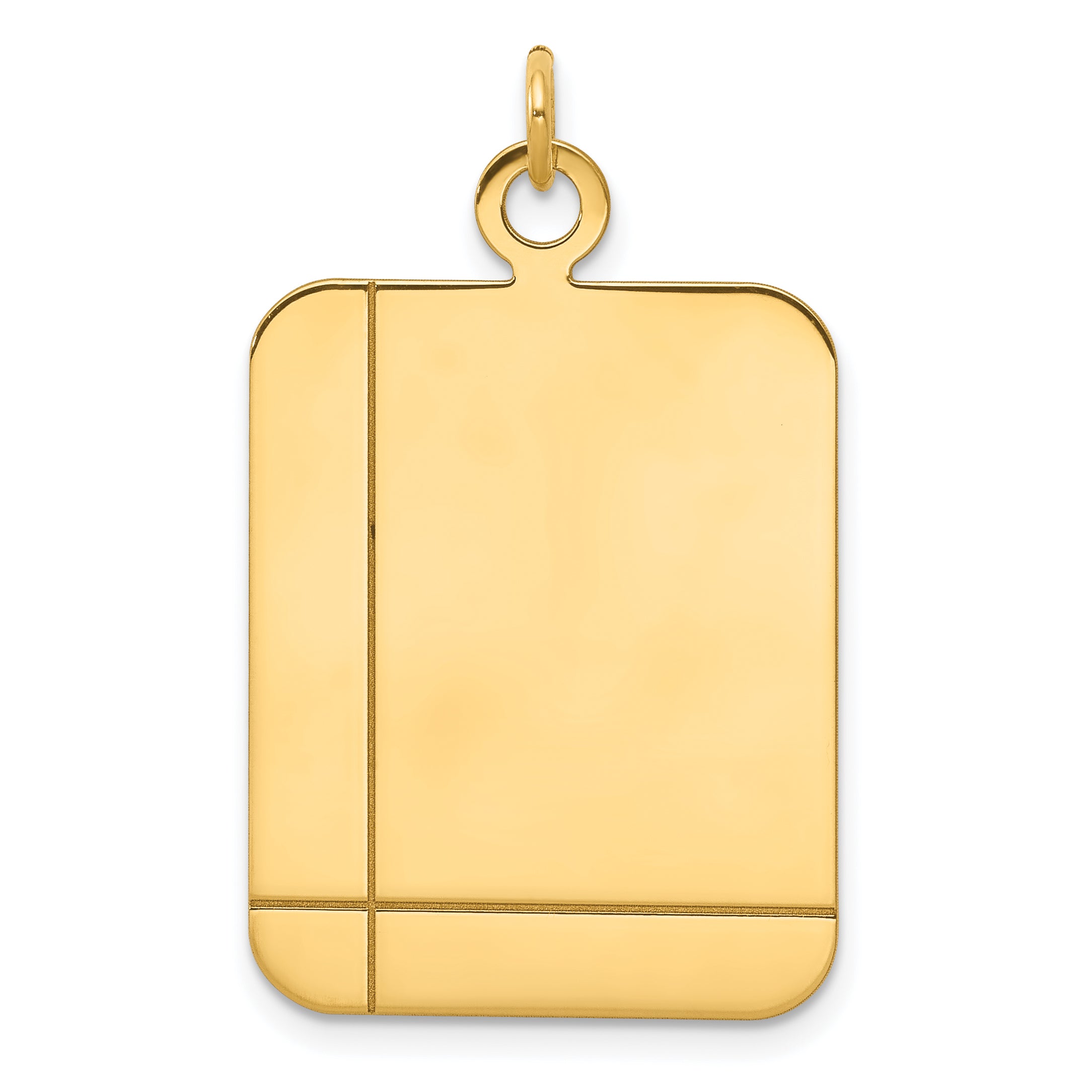 14K Plain Rectangular .035 Gauge Engravable Disc Charm Main image