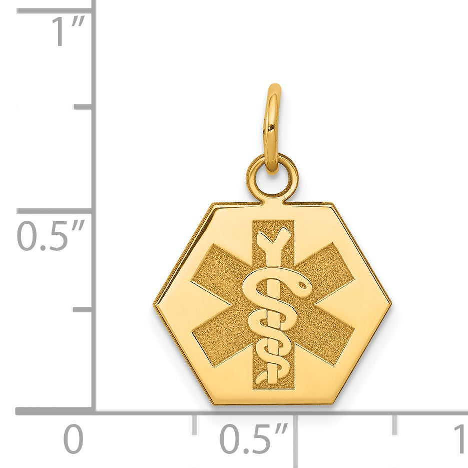 14K Non-enameled Medical Jewelry Pendant