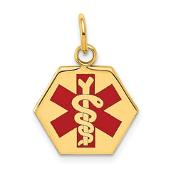 14k Red Enamel Medical Jewelry Pendant