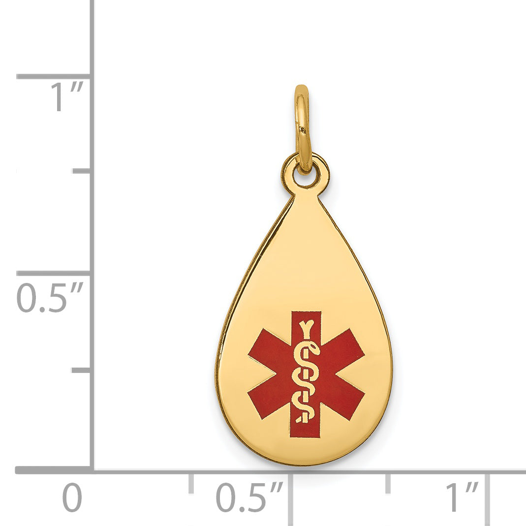 14K Red Enamel Medical Jewelry Pendant Secondary image
