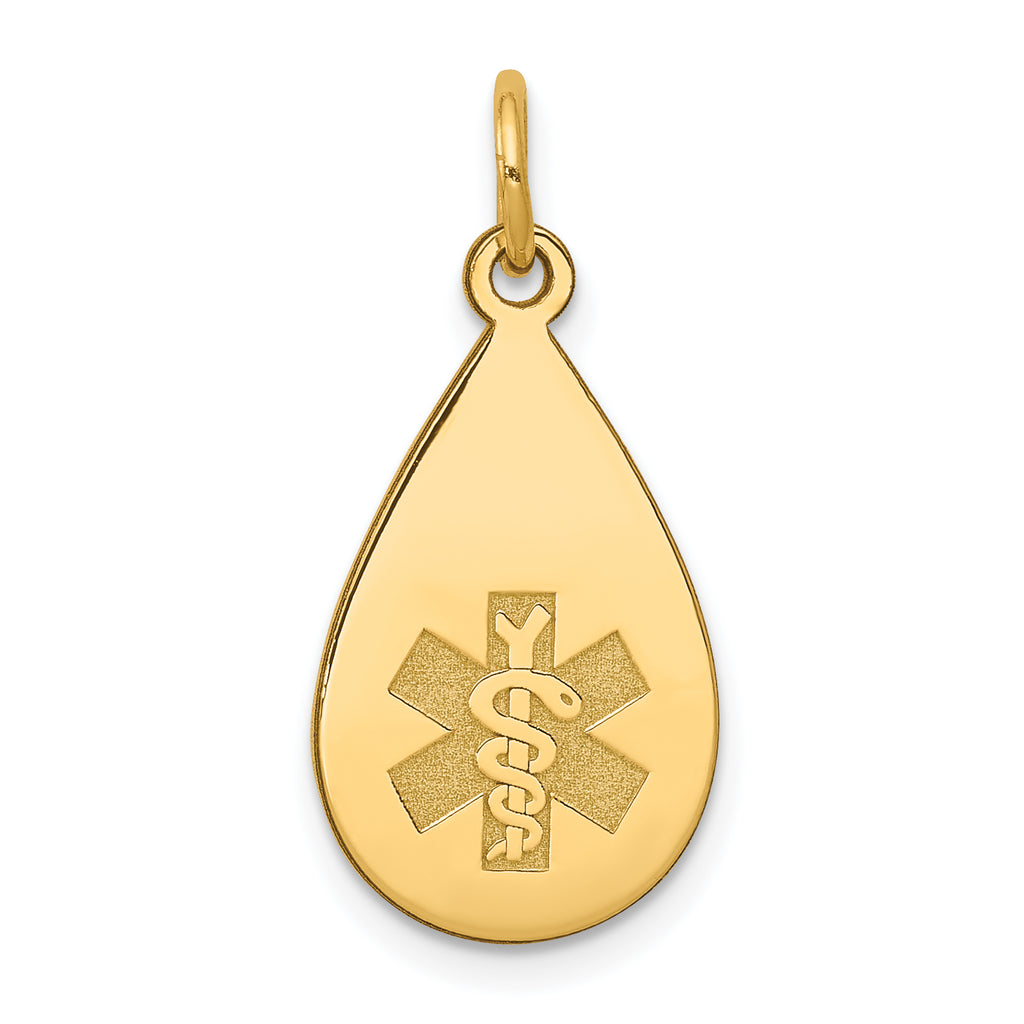 14k Medical Jewelry Unenameled Pendant