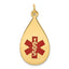 14k Red Enamel Medical Jewelry Pendant