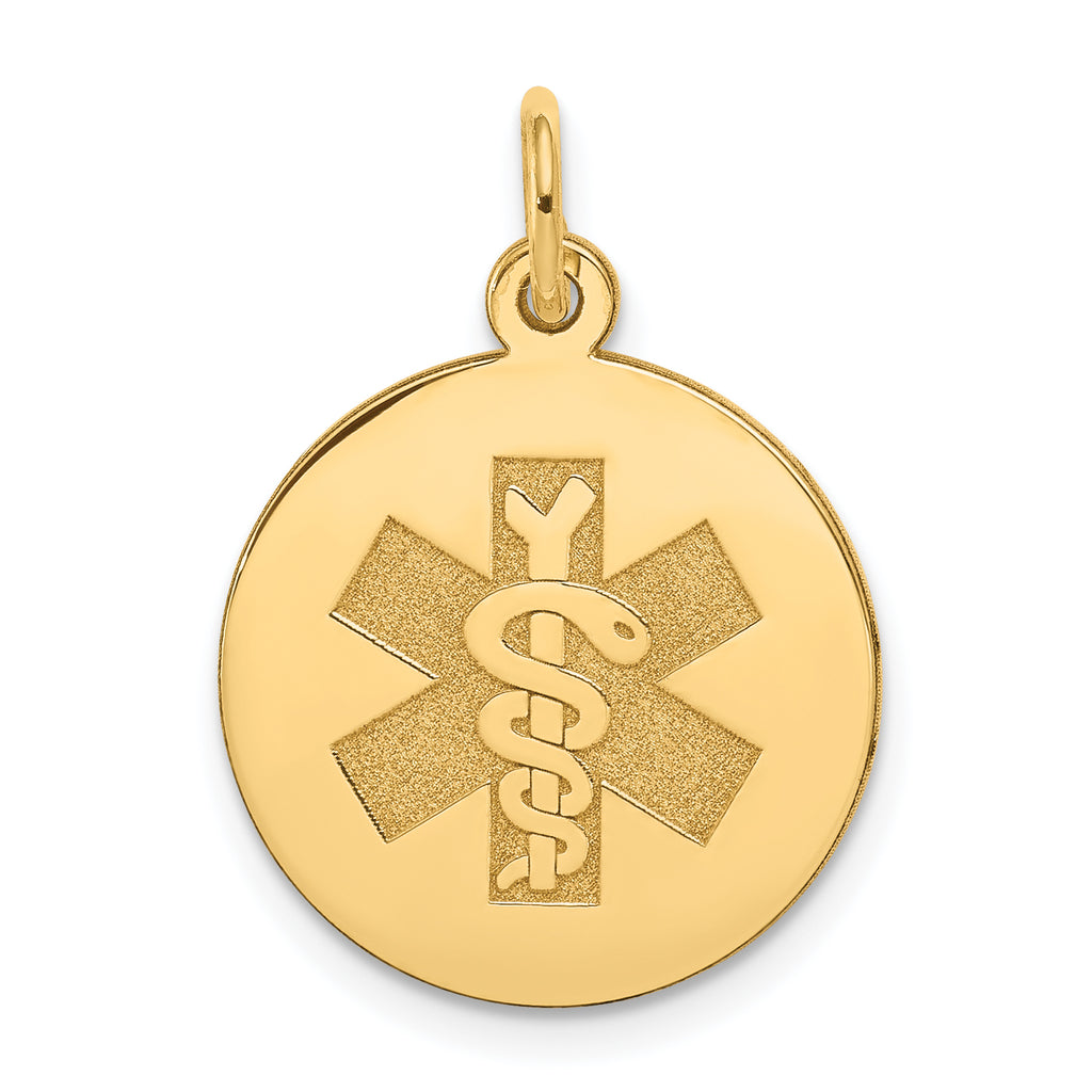 14k Medical Jewelry Unenameled Pendant
