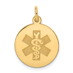 14k Medical Jewelry Unenameled Pendant