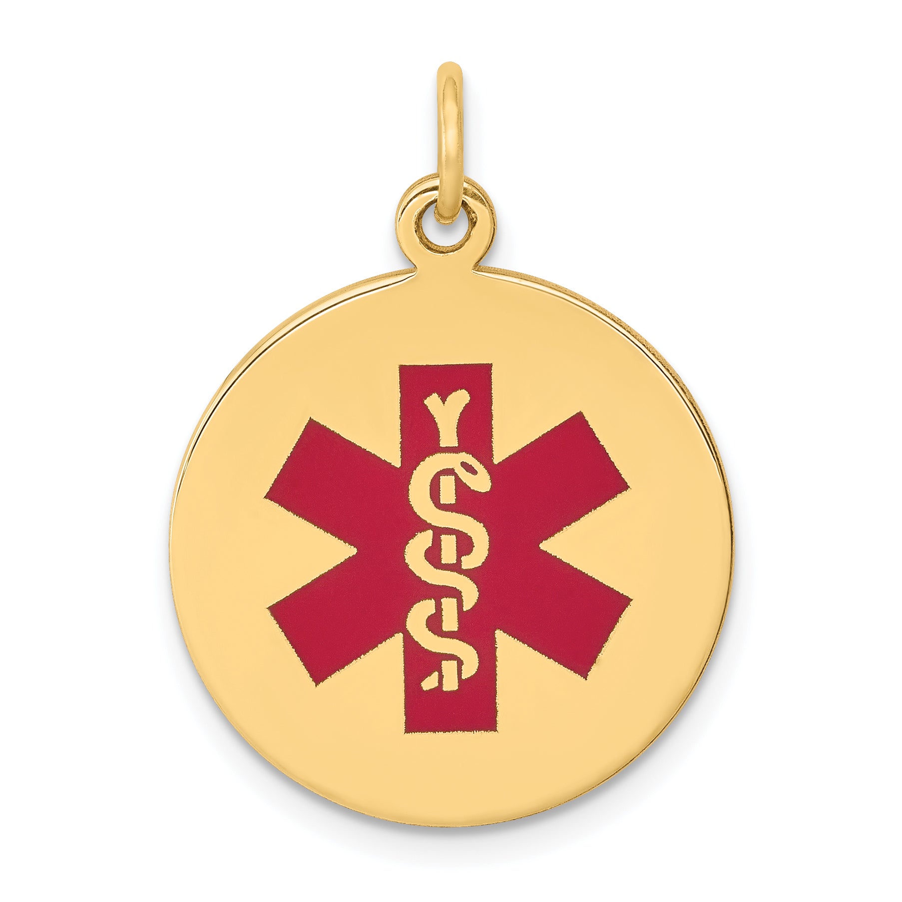 14k Red Enamel Medical Jewelry Pendant Main image