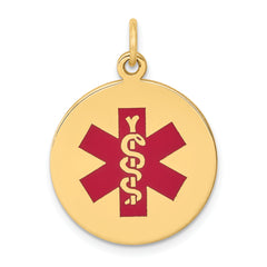 14k Red Enamel Medical Jewelry Pendant