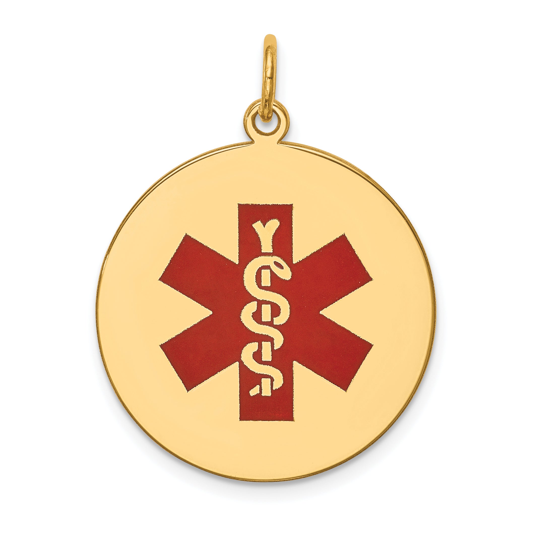 14k Red Enamel Medical Jewelry Pendant Main image