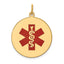 14k Red Enamel Medical Jewelry Pendant