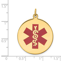 14K Red Enamel Medical Jewelry Pendant