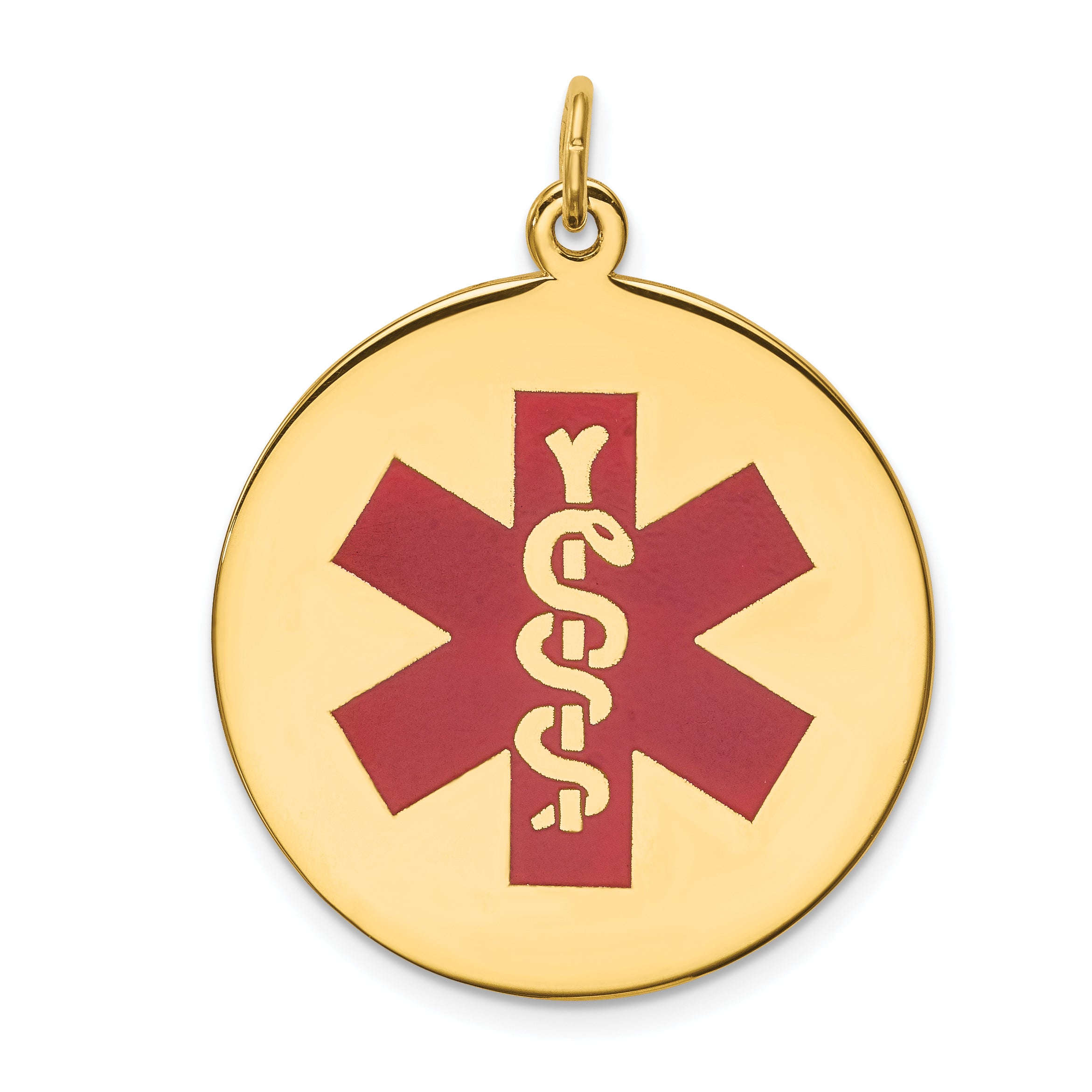 14k Red Enamel Medical Jewelry Pendant