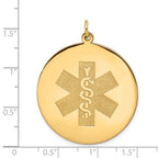 14K Medical Jewelry Unenameled Pendant