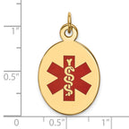 14K Red Enamel Medical Jewelry Pendant