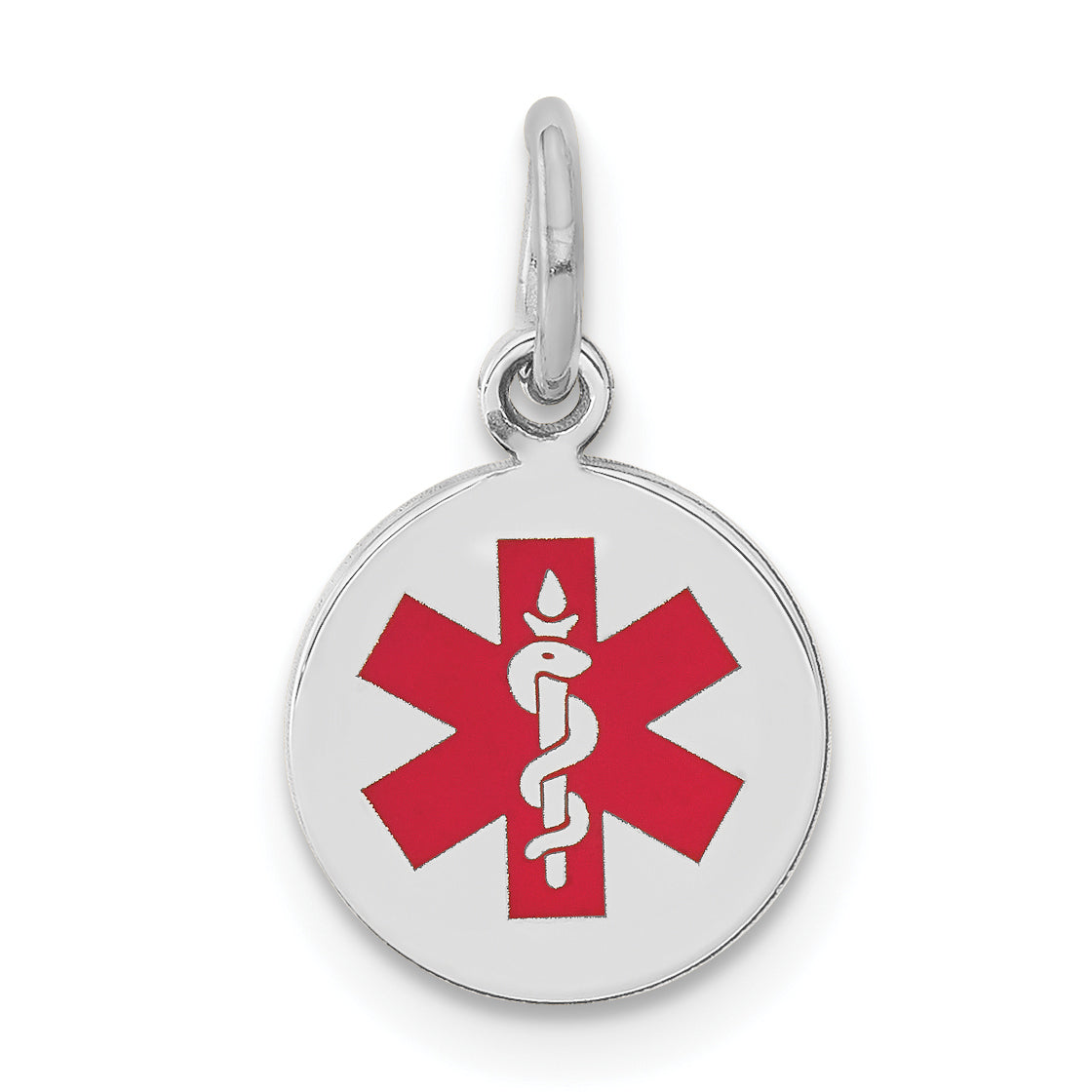 14k White Gold Red Enamel Medical Jewelry Pendant Main image