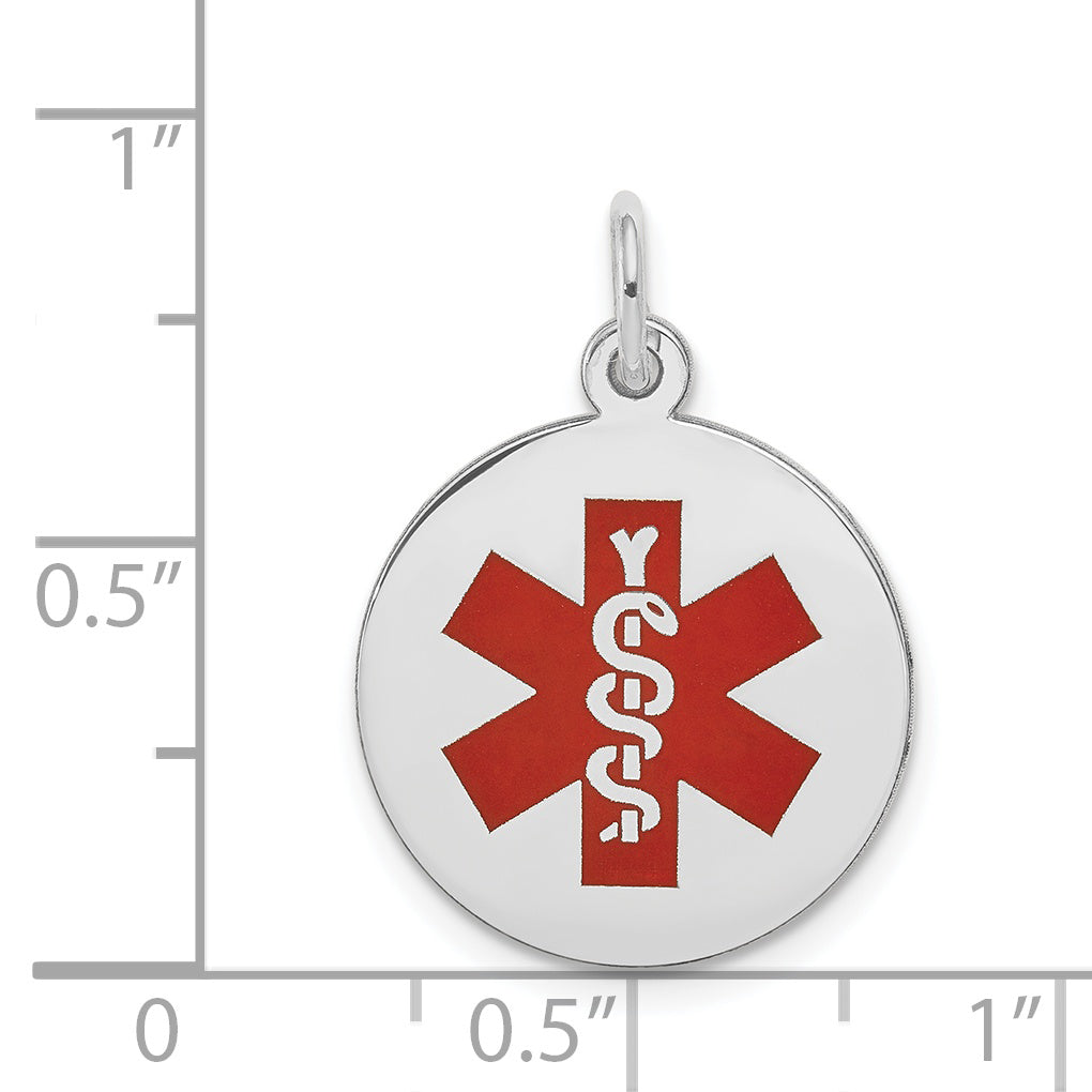 14K White Gold Red Enamel Medical Jewelry Pendant Secondary image
