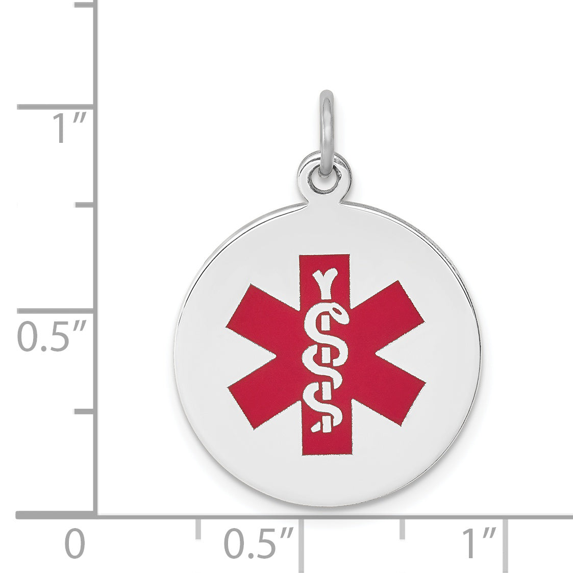14K White Gold Red Enamel Medical Jewelry Pendant Secondary image