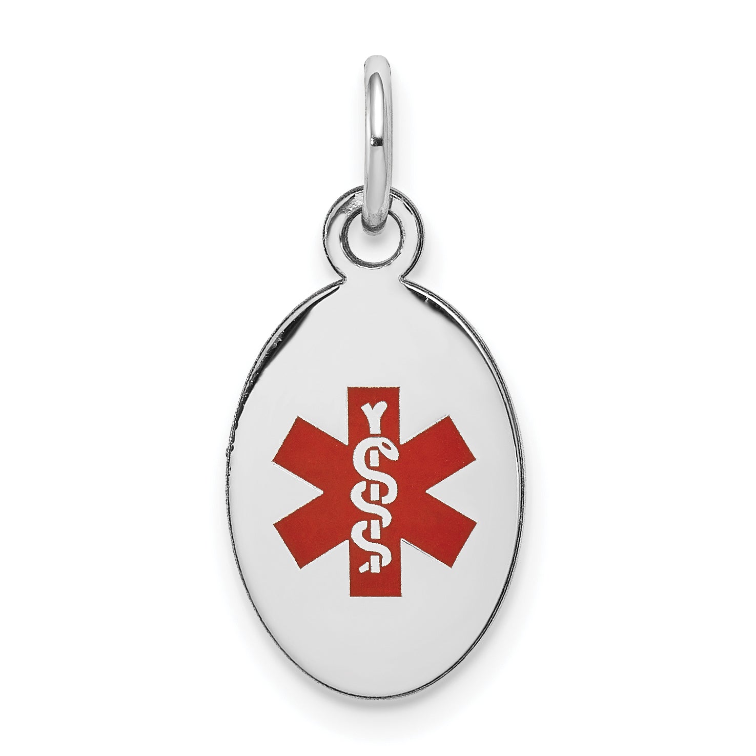 14k White Gold Red Enamel Medical Jewelry Pendant