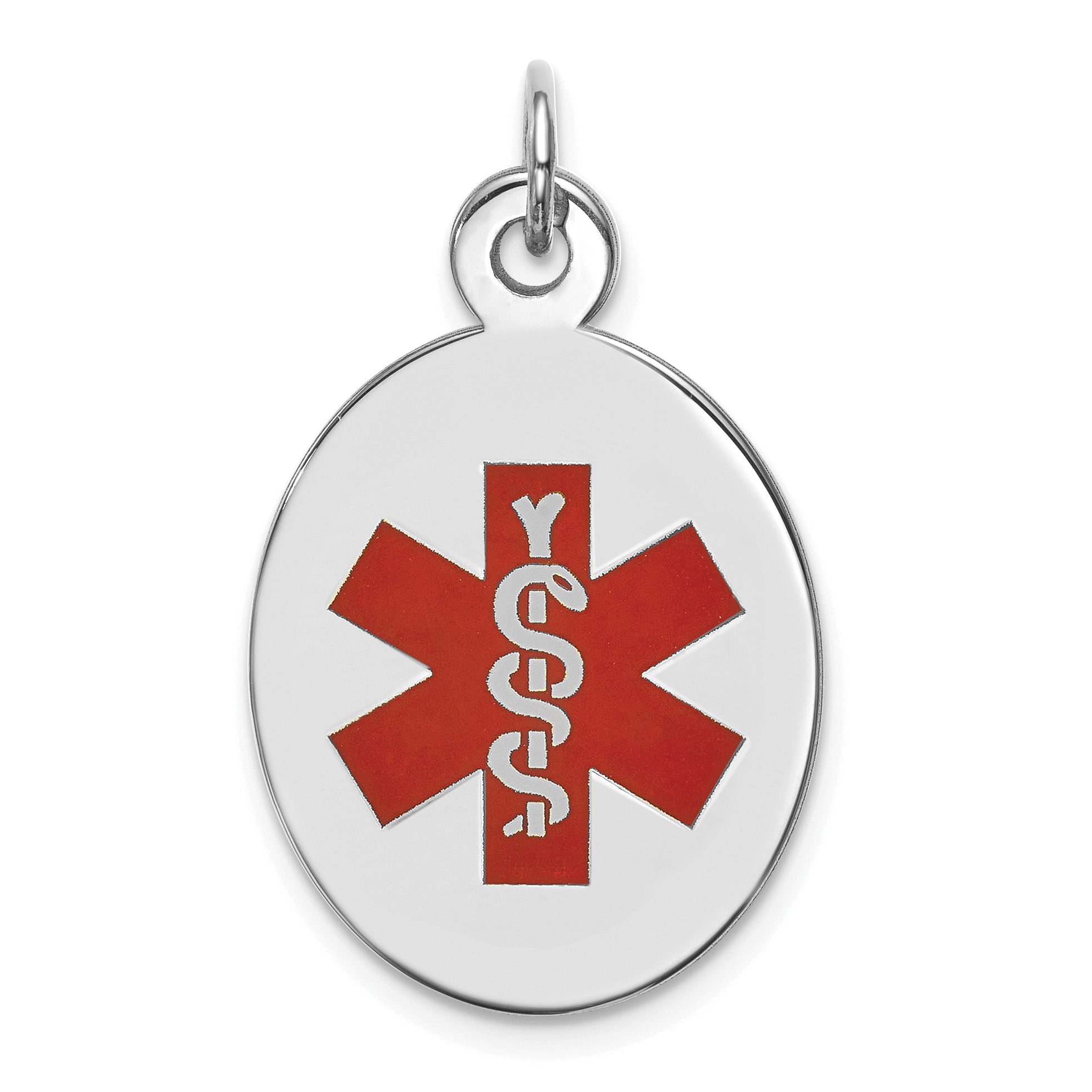 14k White Gold Red Enamel Medical Jewelry Pendant Main image