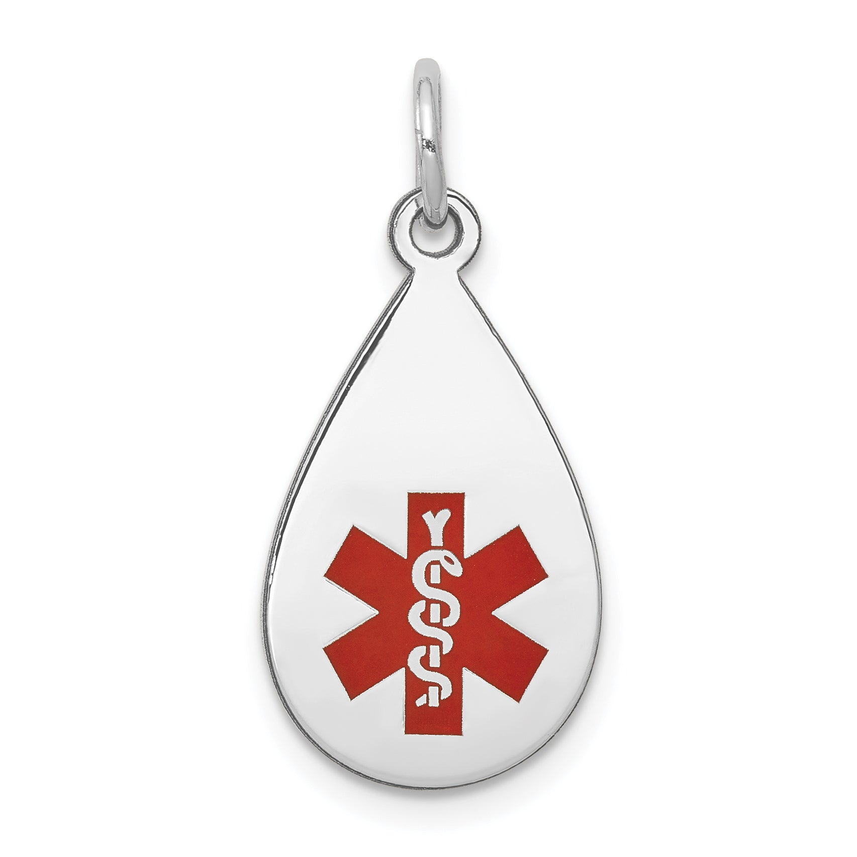 14k White Gold Red Enamel Medical Jewelry Pendant Main image