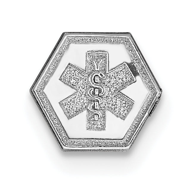 14k White Gold Non-enameled Medical Jewelry Emblem