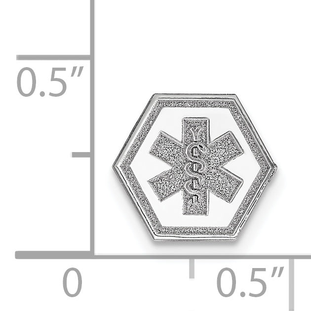 14K White Gold Non-enameled Medical Jewelry Emblem