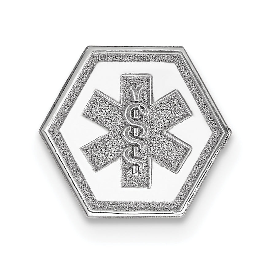 14k White Gold Non-enameled Medical Jewelry Emblem