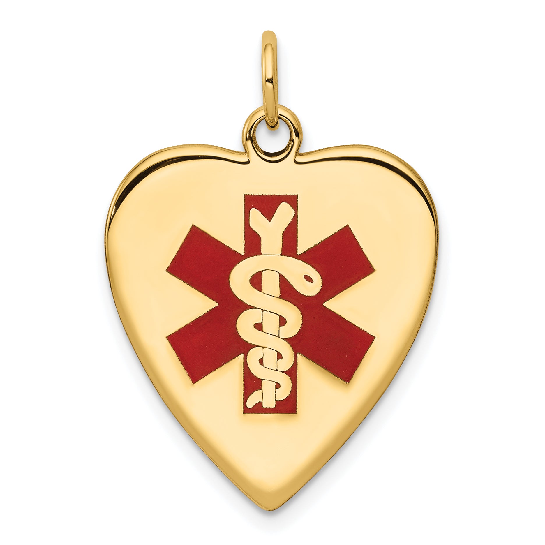 14k Heart-Shaped Enameled Medical Jewelry Pendant Main image