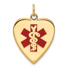 14k Heart-Shaped Enameled Medical Jewelry Pendant