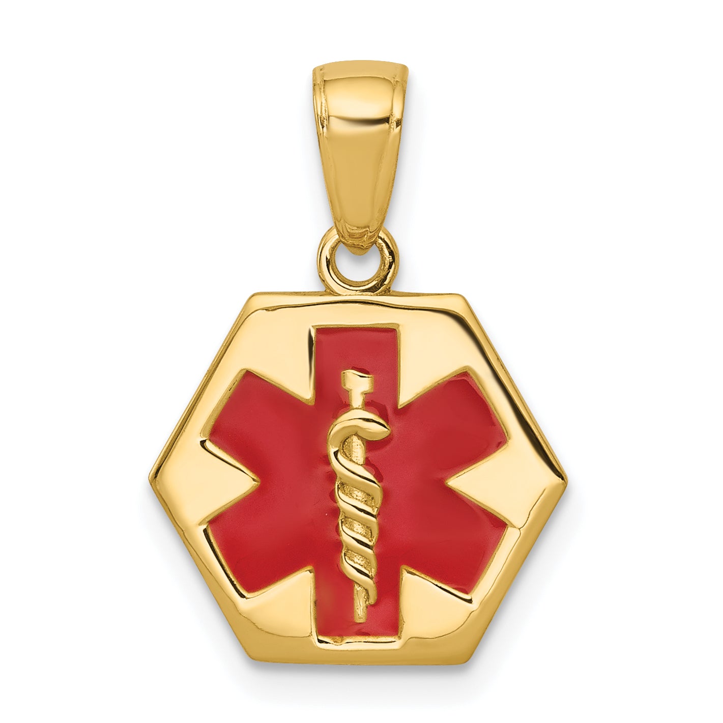 14k Enameled Textured Back Medical Disk Pendant Main image
