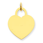 14K Large Engravable Heart Charm