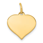 10K Gold Engravable Heart Disc Charm with Polished Finish and Solid Design