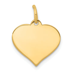 10K Gold Engravable Heart Disc Charm with Polished Finish and Solid Design