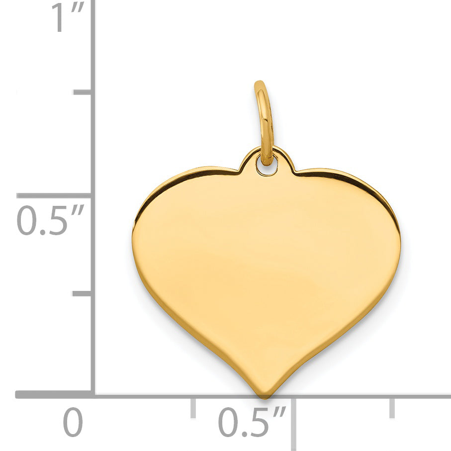 10K Gold Heart Disc Charm with Polished Finish and Engravable Design Secondary image