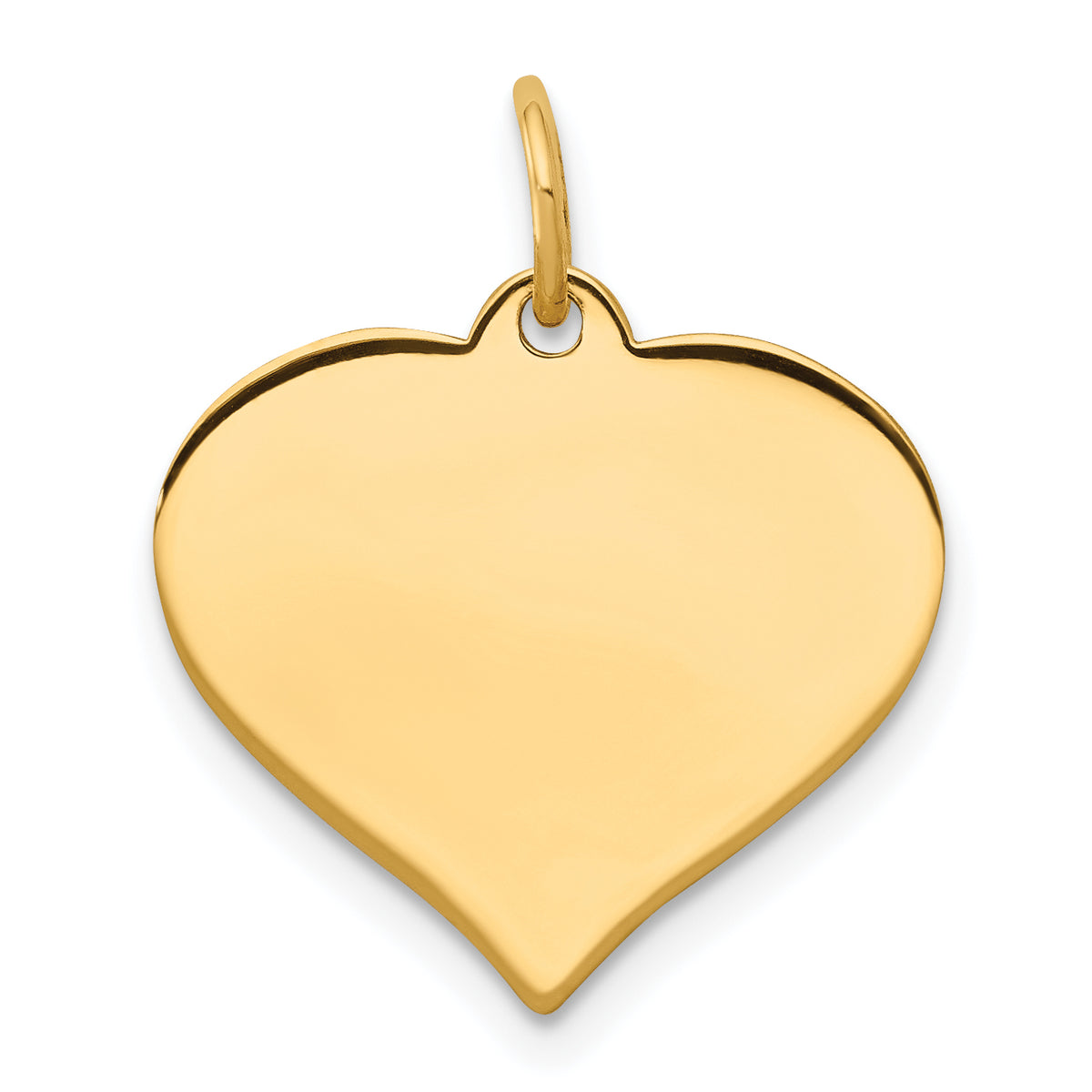 10K Gold Heart Disc Charm with Polished Finish and Engravable Design