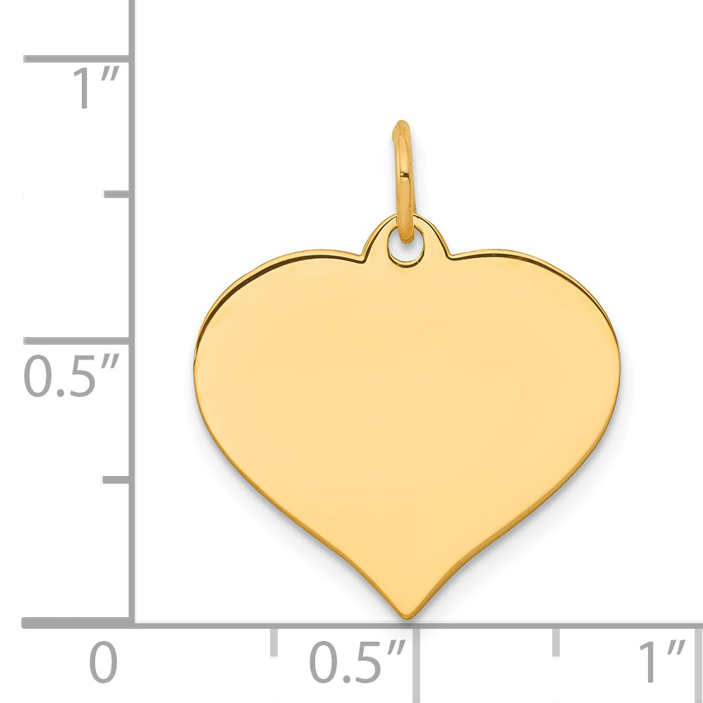 10K Gold Heart Disc Charm with Polished Finish and Engravable Design Secondary image