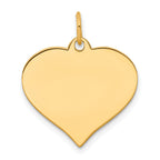 10K Gold Heart Disc Charm with Polished Finish and Engravable Design