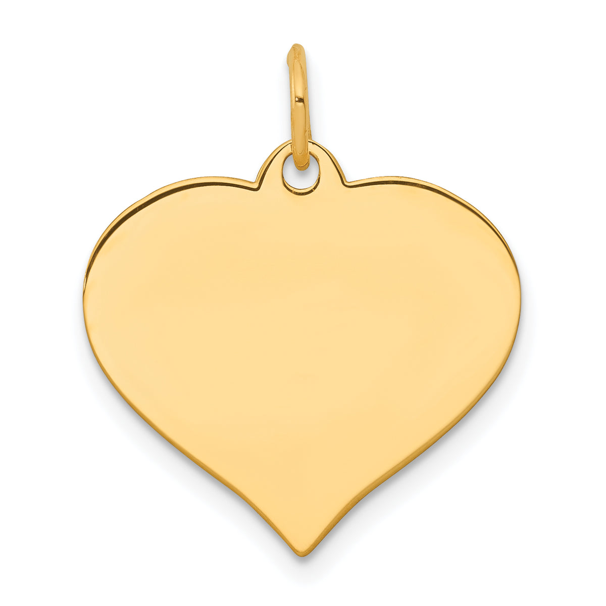 10K Gold Heart Disc Charm with Polished Finish, Engravable Design