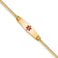 14K Medical Soft Diamond Shape Red Enamel Curb Link ID Bracelet