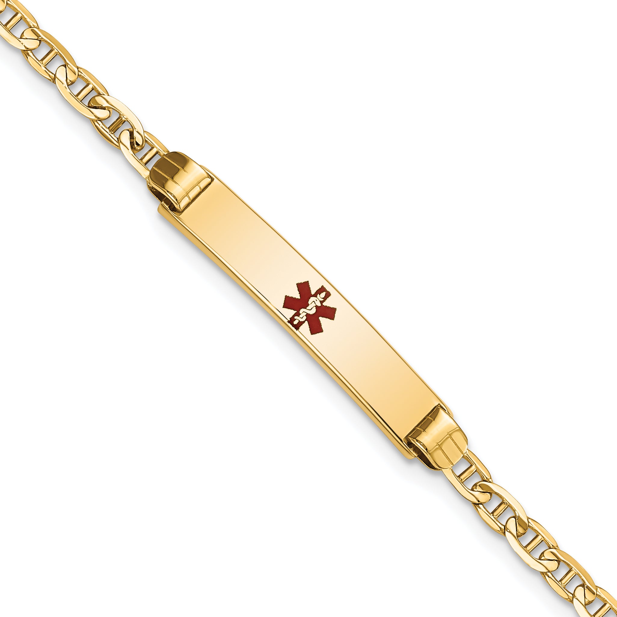 14K Medical Red Enamel Anchor ID Bracelet Main image