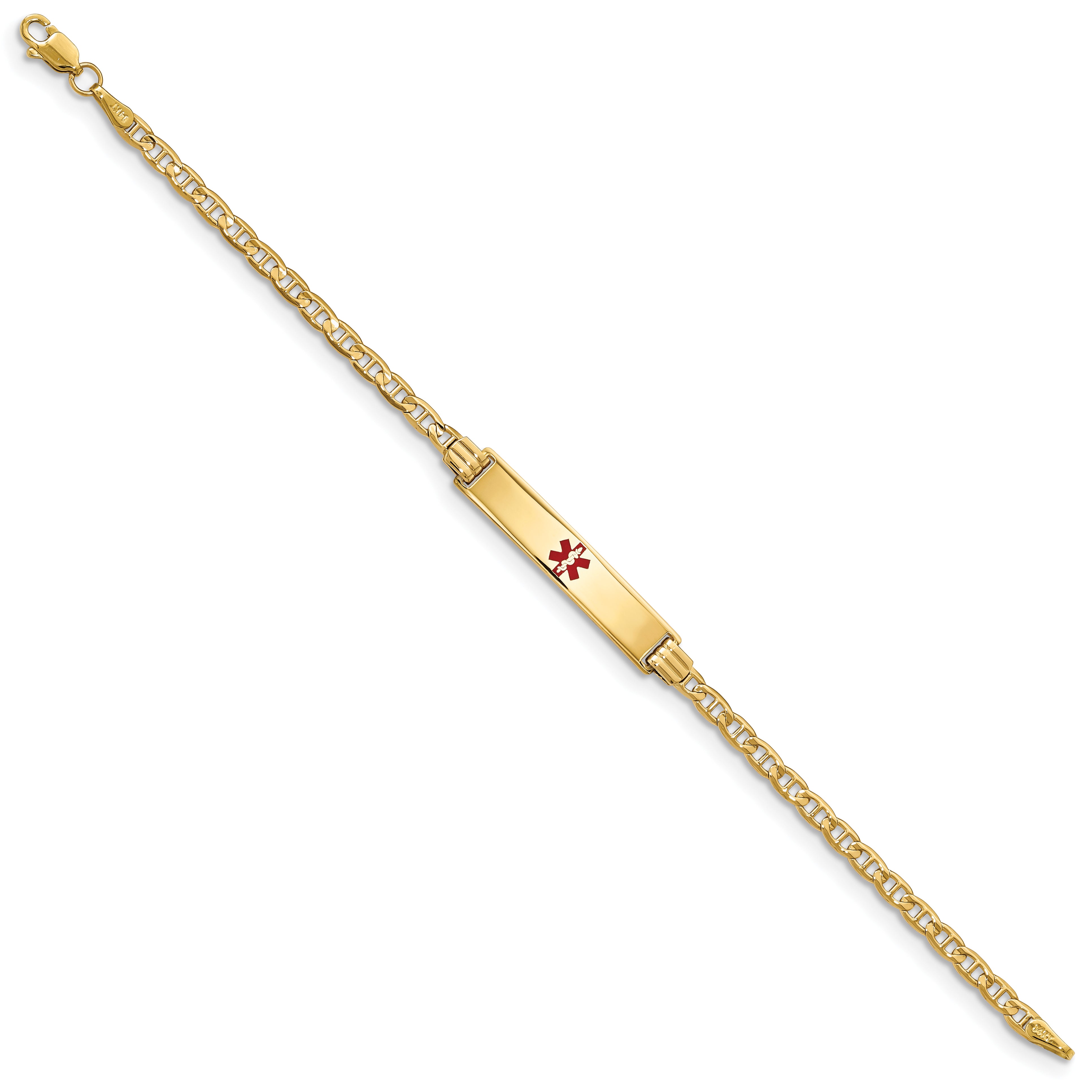 14K Medical Red Enamel Anchor ID Bracelet Secondary image