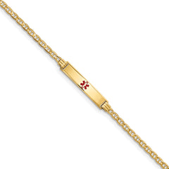 14K Medical Red Enamel Anchor ID Bracelet