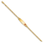 14K Medical Soft Diamond Shape Red Enamel Anchor ID Bracelet