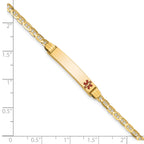 14K Medical Red Enamel Anchor ID Bracelet