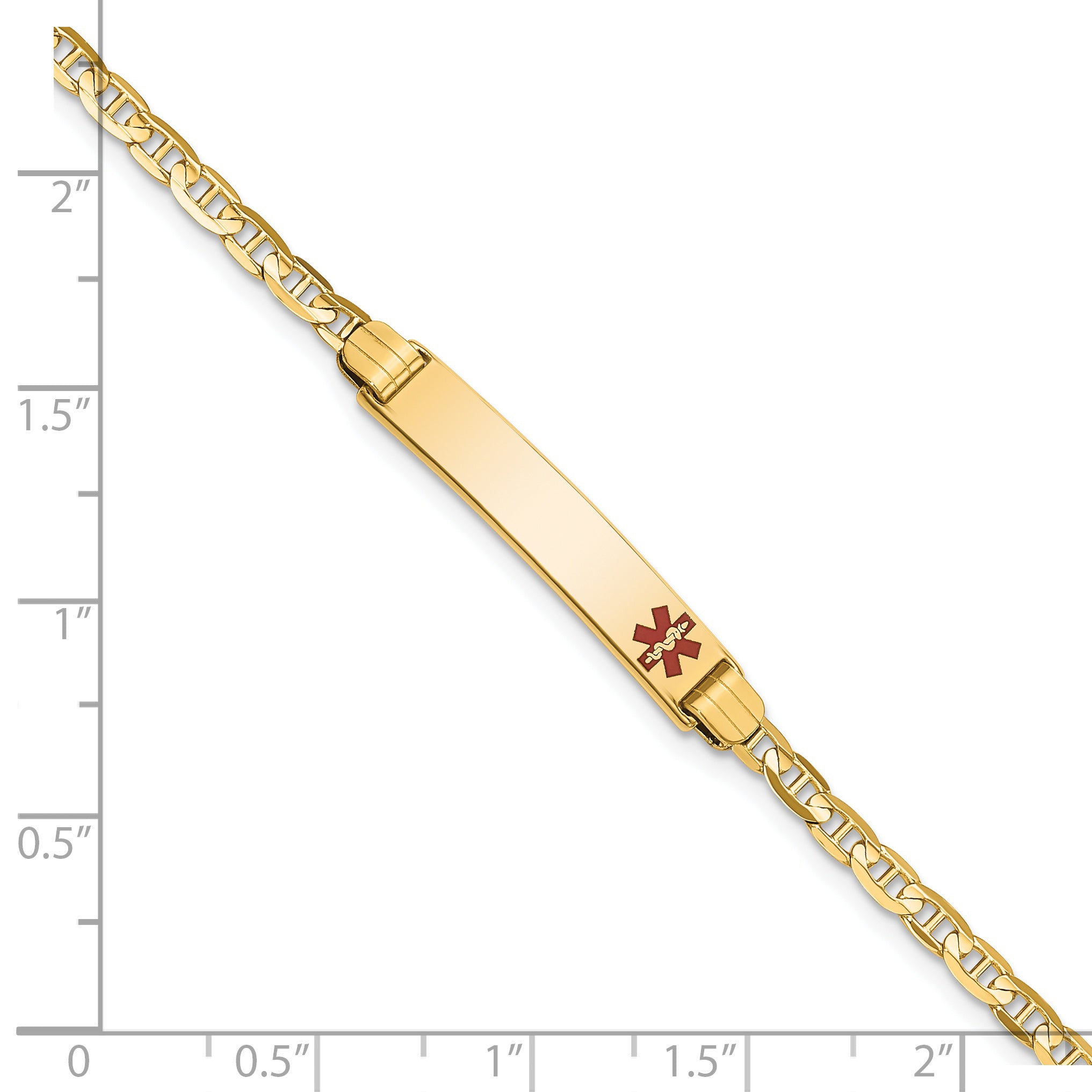 14K Medical Red Enamel Anchor ID Bracelet