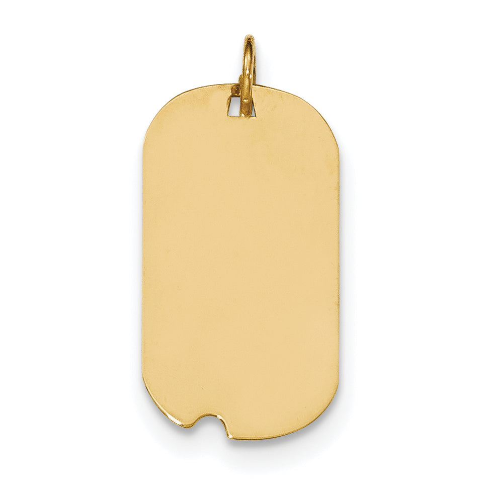 14K Plain .011 Gauge Engraveable Dog Tag w/Notch Disc Charm