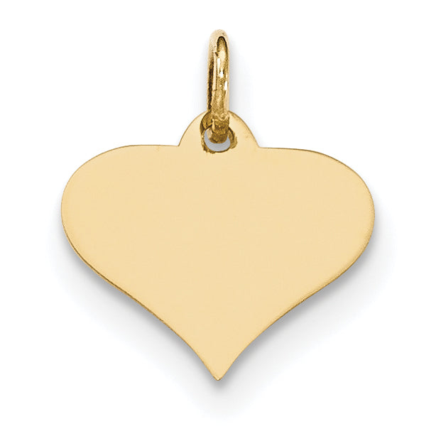 Heart Disc Charm in 14K Yellow Gold, 13x16mm Engravable, .013 Gauge - Sophia Jewelers
