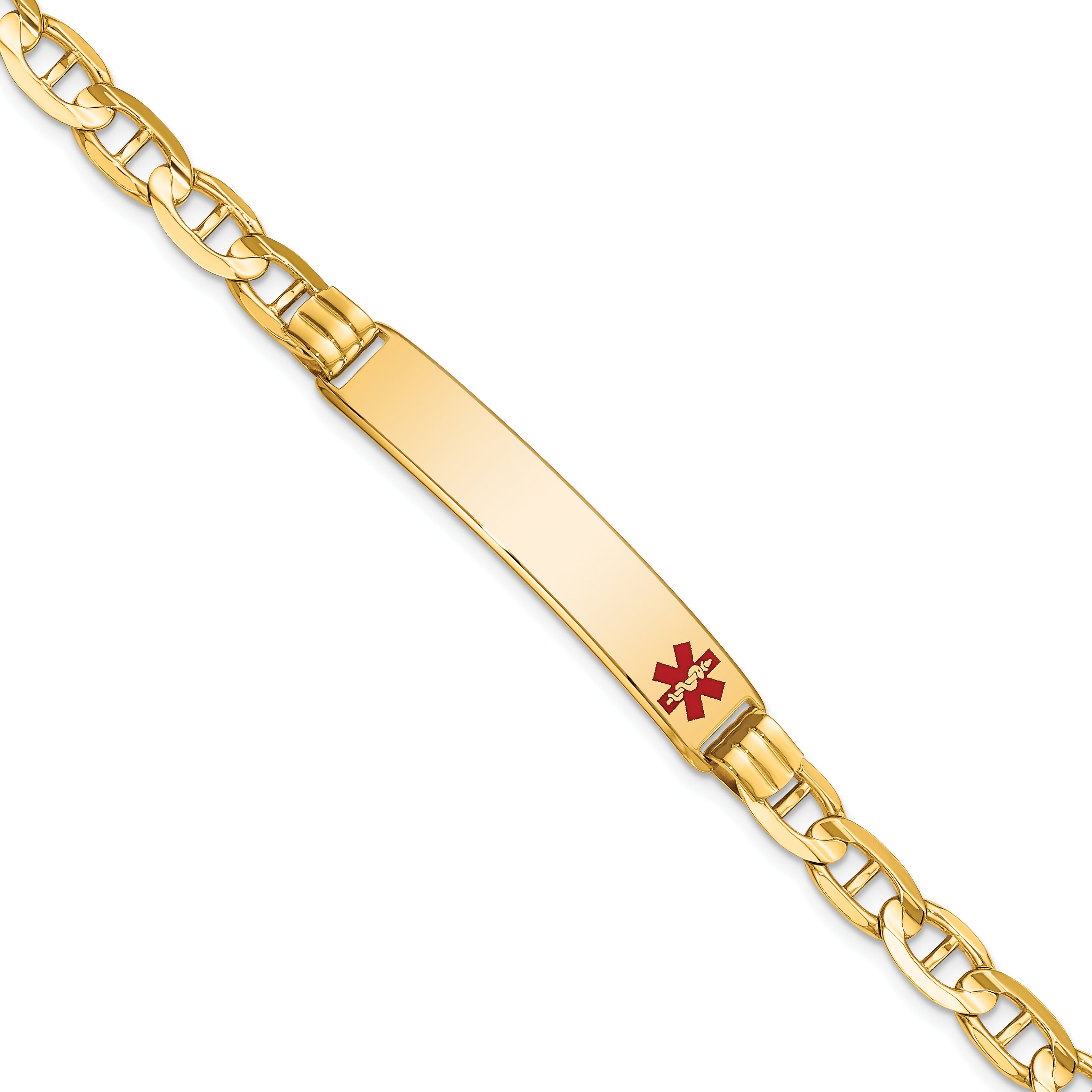 14K Medical Red Enamel Anchor Link ID Bracelet Main image
