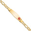 14K Semi-Solid Medical Soft Diamond Shape Red Enamel Figaro ID Bracelet