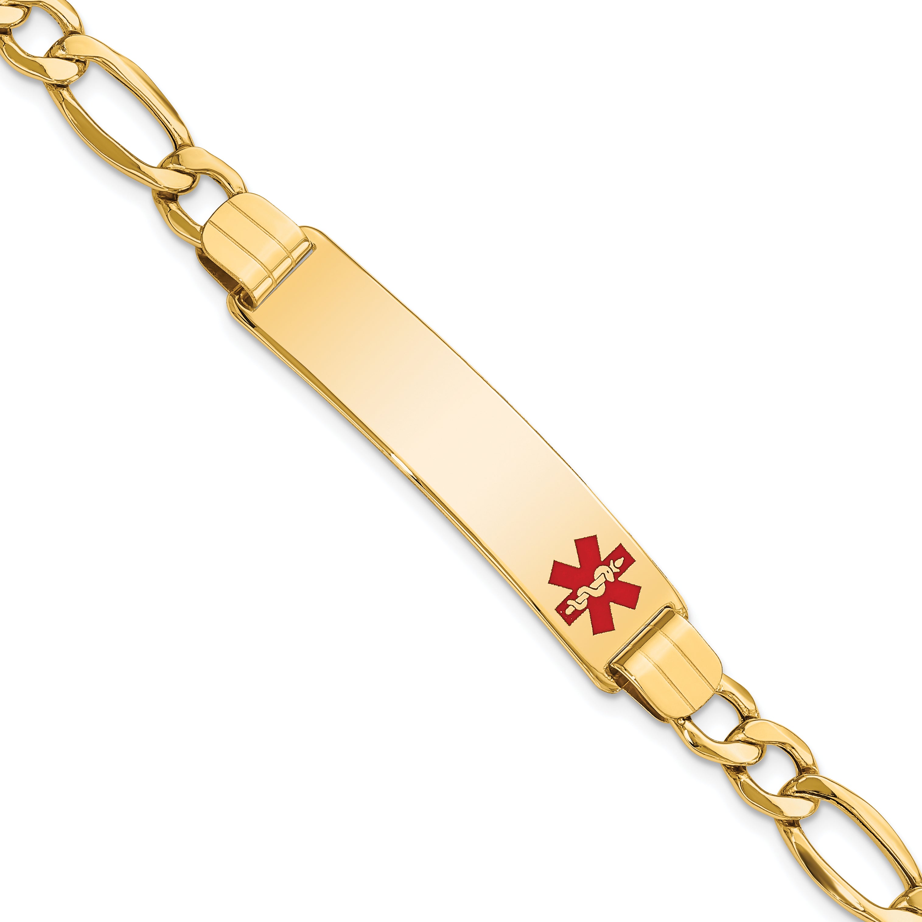 14K Semi-Solid Medical Polished Red Enamel Figaro ID Bracelet Main image